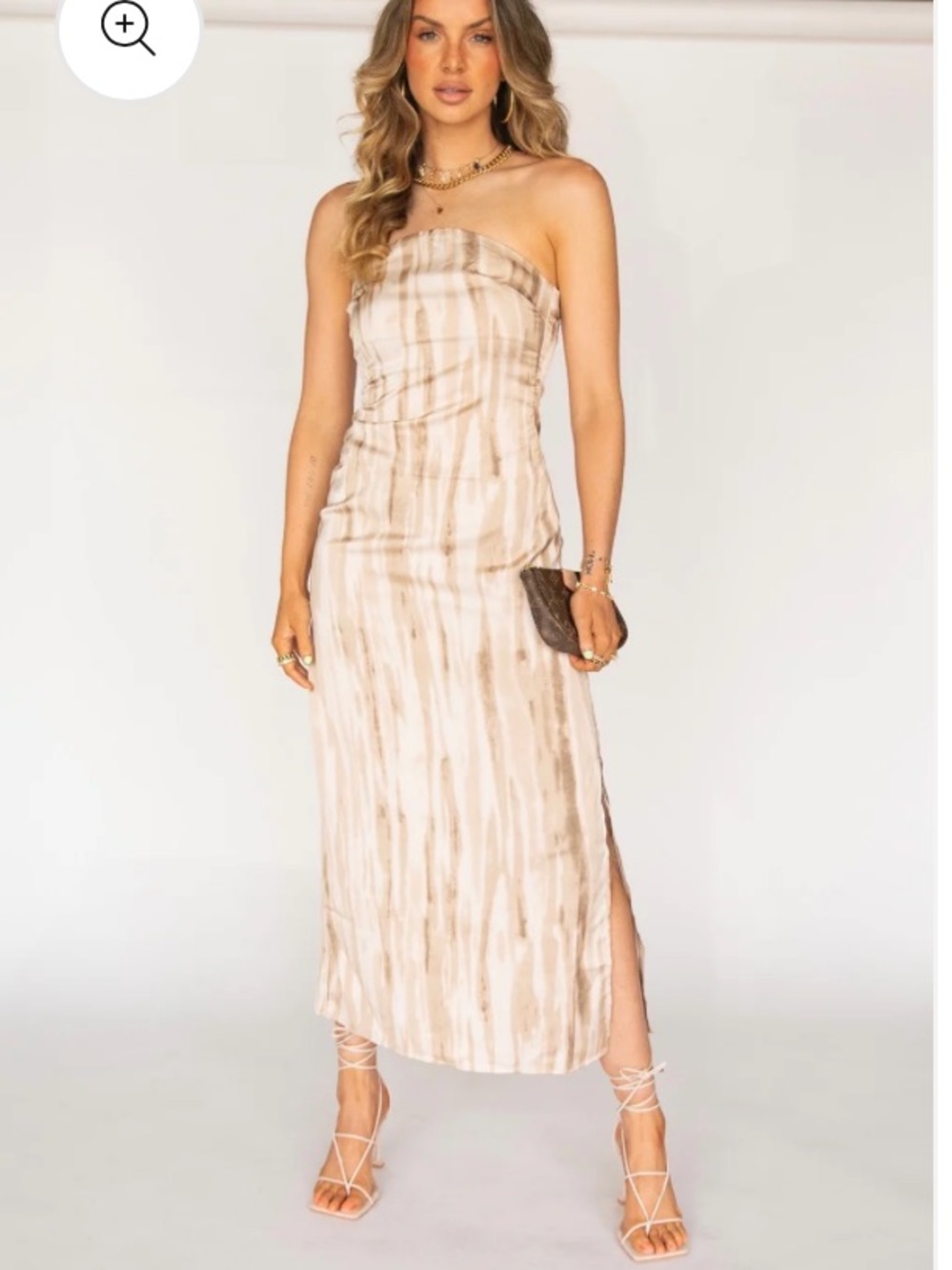 Emory Park Cream & Tan Satin Maxi dress